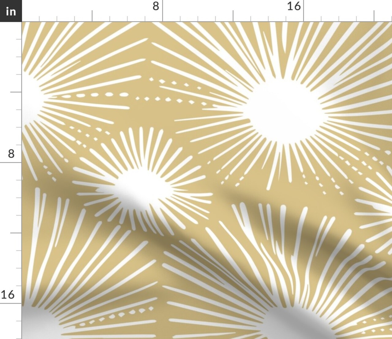 Gold Sunburst Minimal Abstract Boho Coastal Modern Lines Beach Custom Printed Fabric by Spoonflower Various Fabrics by the Yard or Fat Quarter